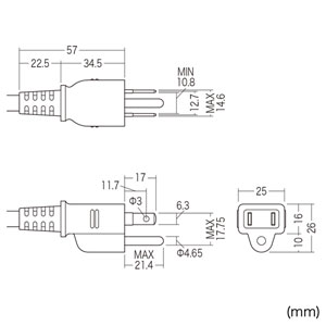 工事物件タップ（3P・6個口・0.3m）　TAP-K6-03　サンワサプライ