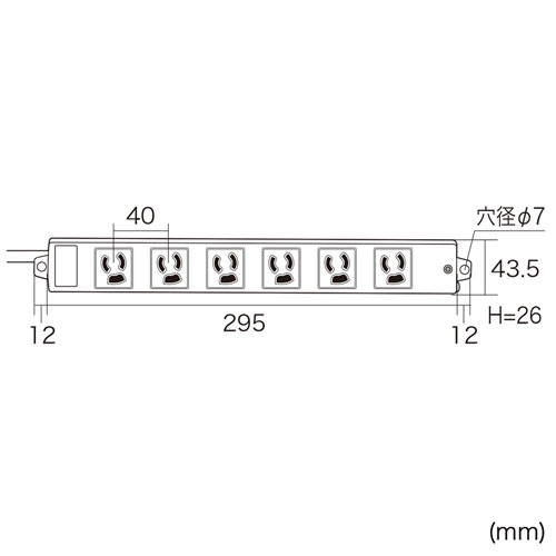3P・6個口・3Pプラグ3mコード・抜け止め・マグネット付き簡易包装の(工事物件)赤色緊急電源タップ サンワサプライ