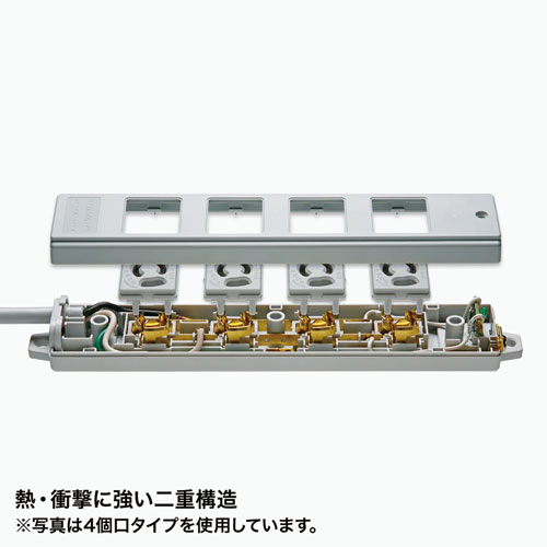 電源タップ（3P・6個口・3PL型プラグ・3m・抜け止め・マグネット