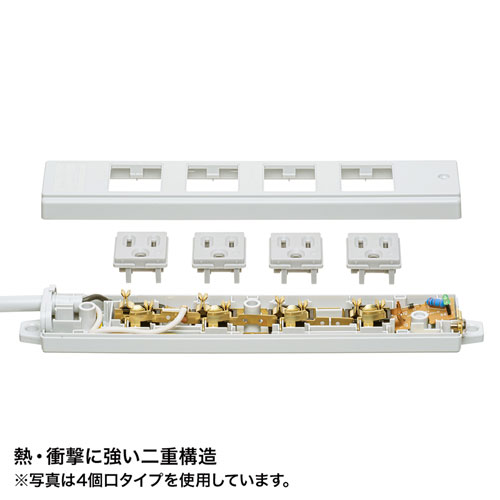 3P・6個口・3Pプラグ3mコード・マグネット付き簡易包装の(工事物件)電源タップ TAP-K6N-3 サンワサプライ