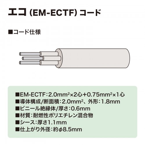 3P・2個口・3Pプラグ3mエココード・抜け止め・マグネット付き簡易包装の(工事物件)電源タップ TAP-KE2-3 サンワサプライ