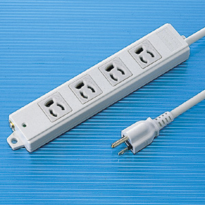 3P・4個口・3Pプラグ1mエココード・抜け止め・マグネット付き簡易包装の(工事物件)電源タップ TAP-KE4-1 サンワサプライ