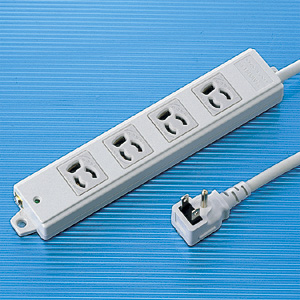3P・4個口・3PL型プラグ5mエココード・マグネット付き簡易包装の(工事物件)電源タップ TAP-KE4L-5 サンワサプライ