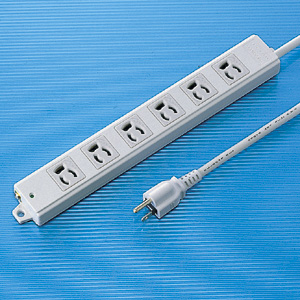 3P・6個口・3Pプラグ1mエココード・抜け止め・マグネット付き簡易包装の(工事物件)電源タップ TAP-KE6-1 サンワサプライ