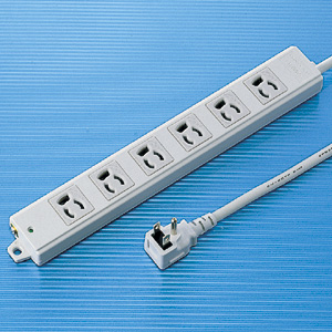 3P・6個口・3PL型プラグ1mエココード・マグネット付き簡易包装の(工事物件)電源タップ TAP-KE6L-1 サンワサプライ