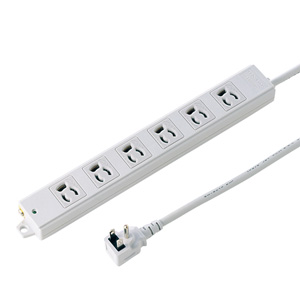 3P・6個口・3PL型プラグ3mエココード・マグネット付き簡易包装の(工事物件)電源タップ TAP-KE6L-3 サンワサプライ