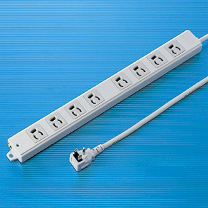 3P・8個口・3PL型プラグ1mエココード・マグネット付き簡易包装の(工事物件)電源タップ TAP-KE8L-1 サンワサプライ