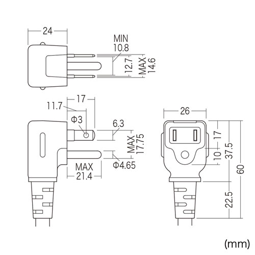 3P・8個口・3PL型プラグ3mエココード・マグネット付き簡易包装の(工事物件)電源タップ TAP-KE8L-3 サンワサプライ