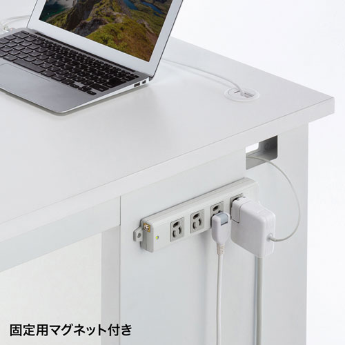 工事物件タップ（抜け止め・4個口・1m・マグネットつき・通電ランプつき・グレー）