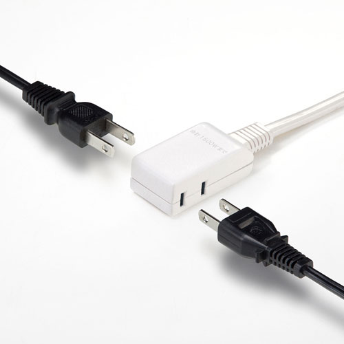 タップ（スイングプラグ・2個口・1m・持ちはこび・ホワイト）