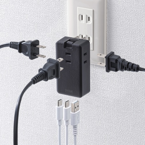電源タップ(モバイルタップ・AC×3個口・Type-C×2・A×1・USB・PD33W・ブラック）