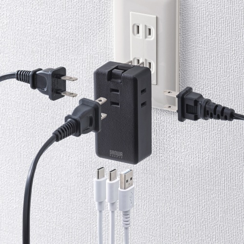 電源タップ(モバイルタップ・AC×3個口・Type-C×2・A×1・USB・PD33W・ブラック）