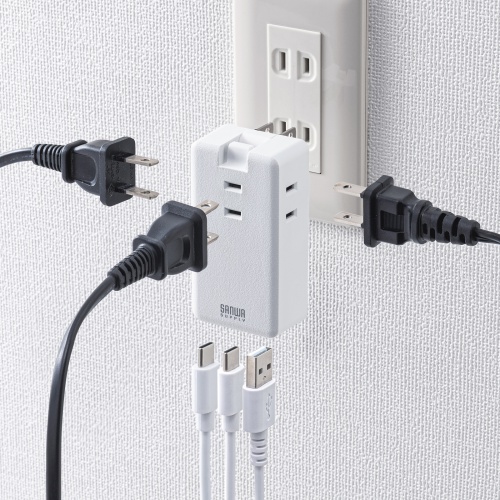 電源タップ（モバイルタップ・AC×3個口・Type-C×2・A×1・USB・PD33W・ホワイト）