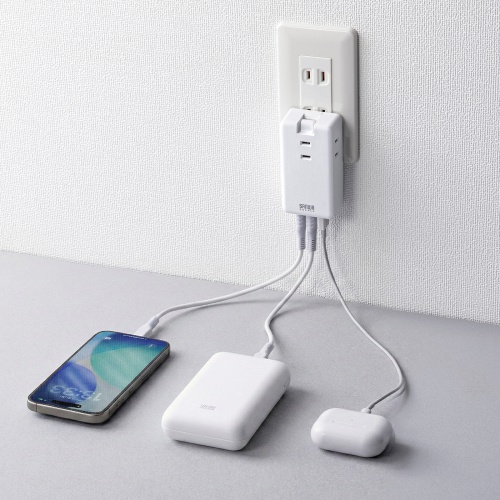 電源タップ（モバイルタップ・AC×3個口・Type-C×2・A×1・USB・PD33W・ホワイト）