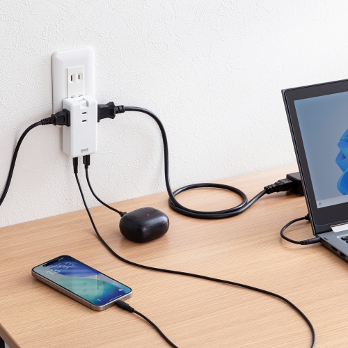 電源タップ（モバイルタップ・AC×3個口・Type-C×2・A×1・USB・PD33W・ホワイト）