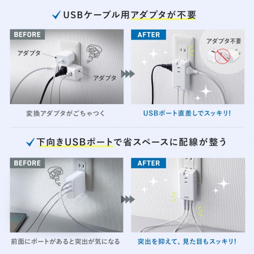 電源タップ（モバイルタップ・AC×3個口・Type-C×2・A×1・USB・PD33W・ホワイト）
