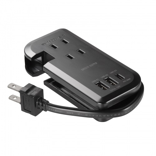 【訳あり 新品】巻き取り式モバイルタップ（AC3個口＋Type-C×1＋USB-A×2・ PD33W・ブラック）