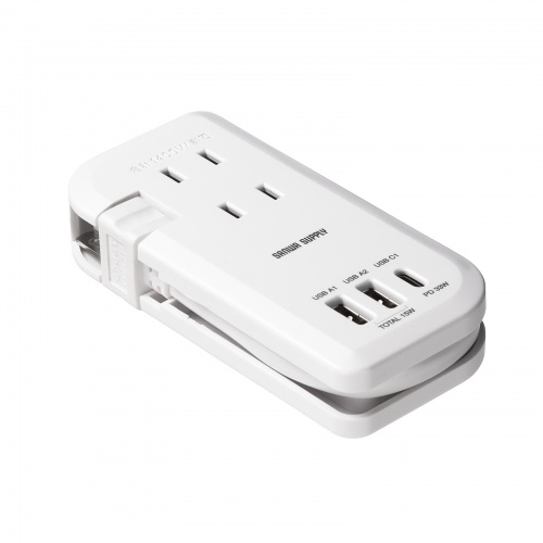 【訳あり 新品】巻き取り式モバイルタップ（AC3個口＋Type-C×1＋USB-A×2・ PD33W・ホワイト）