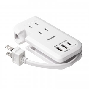 【訳あり 新品】巻き取り式モバイルタップ（AC3個口＋Type-C×1＋USB-A×2・ PD33W・ホワイト）