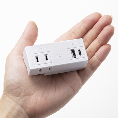 モバイルタップ Type-C搭載（2P・2個口・Type-Cポート・USB Aポート) TAP-MUC1AC2W サンワサプライ