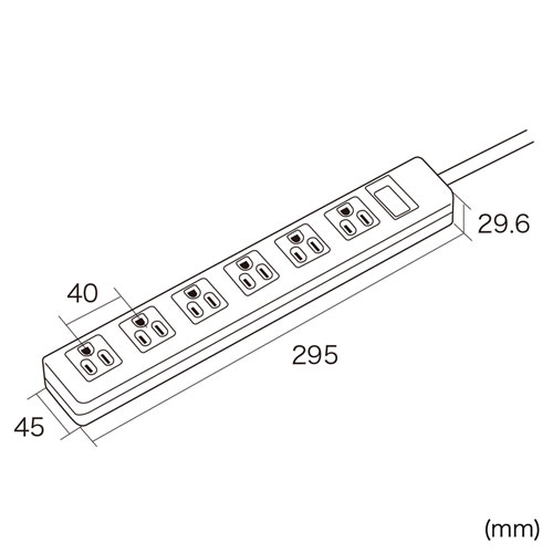 電源タップ（延長コード・3P・6個口・2.5m・2Pスイングプラグ・通電ランプ・マグネット付き） TAP-N3625MGN サンワサプライ