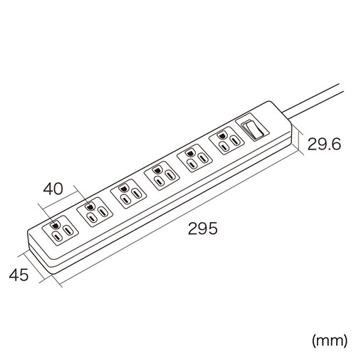 電源タップ（3P・6個口・2.5m・一括集中スイッチ付） TAP-N3625SWN サンワサプライ