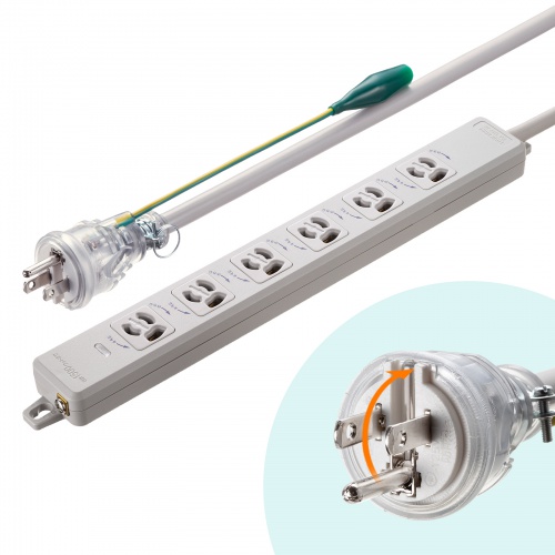 電源タップ（マグネット固定・防雨型プラグ・延長コード・2P&3P両対応・ポッキンプラグ付・3極・5m・6個口）