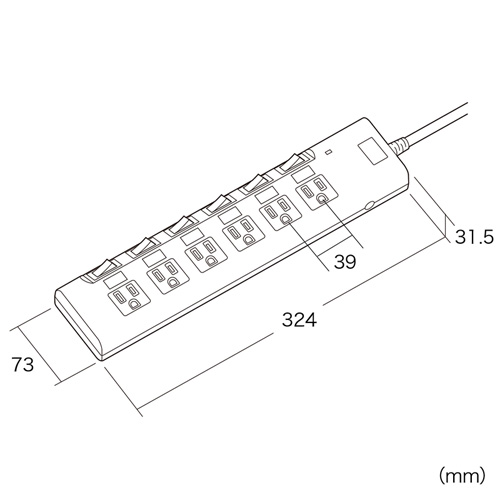 節電タップ（3P・6個口・2m）