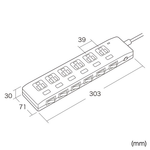 電源タップ(3P・6個口・2m・省エネ・雷ガード・トラッキング火災予防・個別スイッチ)