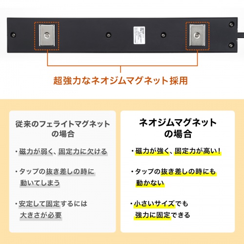 節電タップ（2P・6個口・1m・延長コード・電源タップ・電源延長コード・コンセント・ブラック） TAP-S30-1BK サンワサプライ