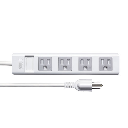 電源タップ(延長コード・3P・4個口・2.5m・ホコリシャッター・おすすめ・おしゃれ・ホワイト)  TAP-SH3425MG3P サンワサプライ