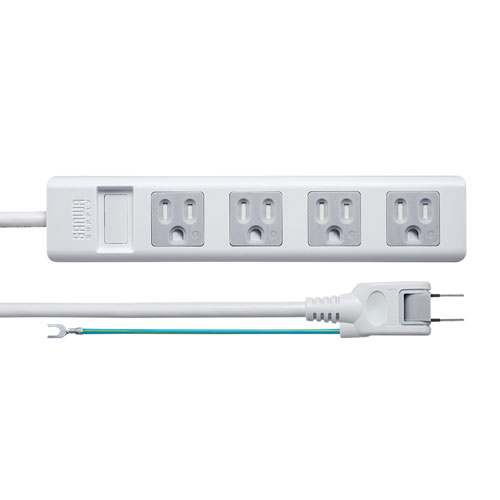 電源タップ(延長コード・3P・4個口・2.5m・アース線・ホコリシャッター・通電ランプ・スイングプラグ・マグネット付き・おすすめ・おしゃれ・ホワイト)  TAP-SH3425MG サンワサプライ