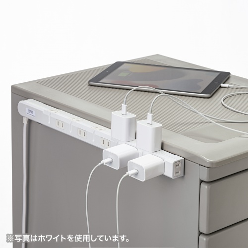 スリムタップ（2P・11個口・コードの向き変更・強力マグネット・シャッター・フック付き・3m・ブラック）TAP-SLIM11-3BK