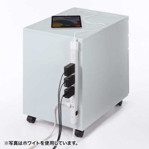 スリムタップ（2P・11個口・コードの向き変更・強力マグネット・シャッター・フック付き・3m・ブラック）TAP-SLIM11-3BK