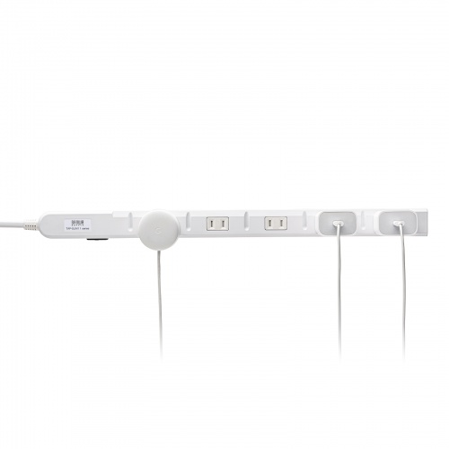 スリムタップ（2P・11個口・コードの向き変更・強力マグネット・シャッター・フック付き・1m・ホワイト）