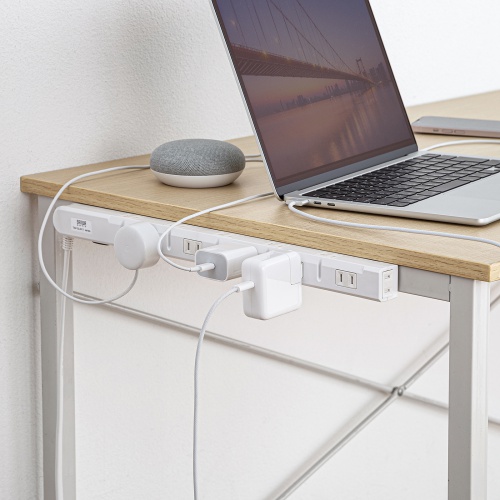 スリムタップ（2P・11個口・コードの向き変更・強力マグネット・シャッター・フック付き・1m・ホワイト）