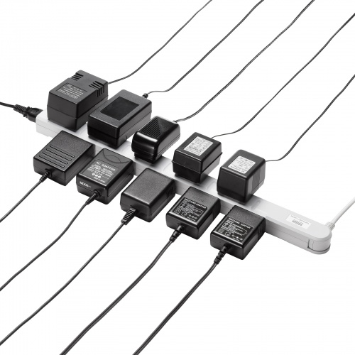 スリムタップ（2P・11個口・コードの向き変更・強力マグネット・シャッター・フック付き・1m・ホワイト）