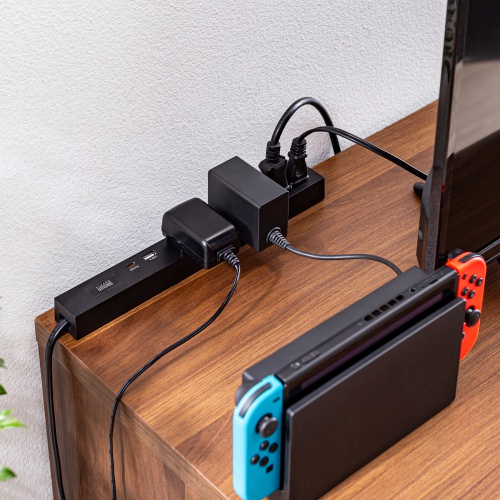 電源タップ（USB急速充電・PD33W・スリムタップ・AC6口・TypeC・縦横差し込み・1.5m・ACアダプタ対応・iPhone/iPad/スマホ/タブレット・コンセントタップ・ブラック）