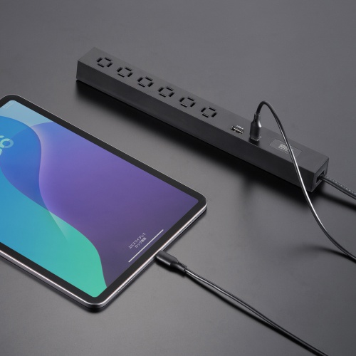 電源タップ（USB急速充電・PD33W・スリムタップ・AC6口・TypeC・縦横差し込み・1.5m・ACアダプタ対応・iPhone/iPad/スマホ/タブレット・コンセントタップ・ブラック）