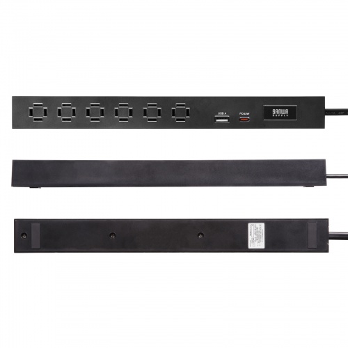 電源タップ（USB急速充電・PD33W・スリムタップ・AC6口・TypeC・縦横差し込み・1.5m・ACアダプタ対応・iPhone/iPad/スマホ/タブレット・コンセントタップ・ブラック）