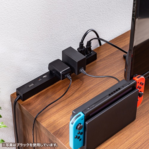 電源タップ（USB急速充電・PD33W・スリムタップ・AC6口・TypeC・縦横差し込み・1.5m・ACアダプタ対応・iPhone/iPad/スマホ/タブレット・コンセントタップ・ホワイト）