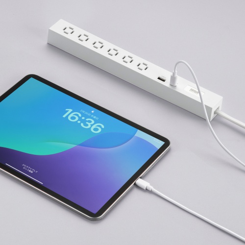 電源タップ（USB急速充電・PD33W・スリムタップ・AC6口・TypeC・縦横差し込み・3m・ACアダプタ対応・iPhone/iPad/スマホ/タブレット・コンセントタップ・ホワイト）