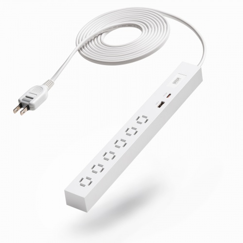 電源タップ（USB急速充電・PD33W・スリムタップ・AC6口・TypeC・縦横差し込み・3m・ACアダプタ対応・iPhone/iPad/スマホ/タブレット・コンセントタップ・ホワイト）
