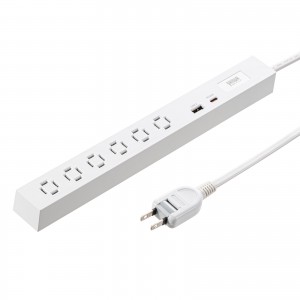 電源タップ（USB急速充電・PD33W・スリムタップ・AC6口・TypeC・縦横差し込み・3m・ACアダプタ対応・iPhone/iPad/スマホ/タブレット・コンセントタップ・ホワイト）