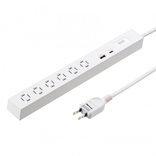 電源タップ（USB急速充電・PD33W・スリムタップ・AC6口・TypeC・縦横差し込み・3m・ACアダプタ対応・iPhone/iPad/スマホ/タブレット・コンセントタップ・ホワイト）