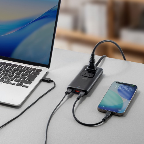 電源タップ（USB・PD100W・急速充電・GaN・1.5m・延長コード・超薄型18mm・Type-C×2・USB-A×1・AC×2個口・コンセント・L型プラグ）