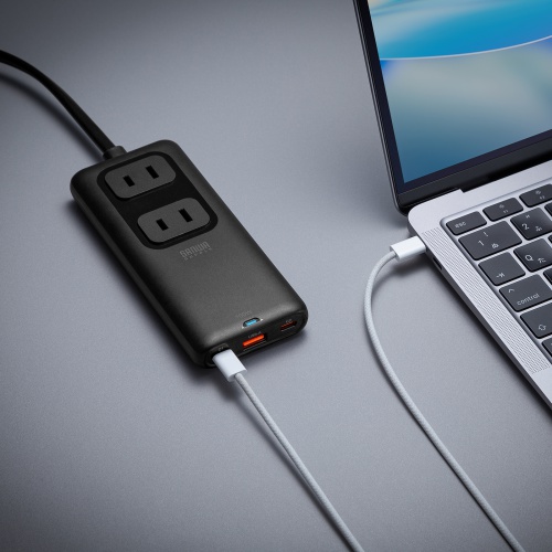 電源タップ（USB・PD100W・急速充電・GaN・1.5m・延長コード・超薄型18mm・Type-C×2・USB-A×1・AC×2個口・コンセント・L型プラグ）