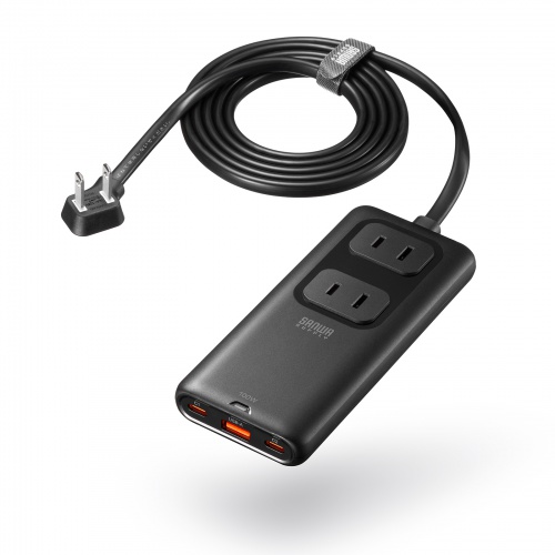 電源タップ（USB・PD100W・急速充電・GaN・1.5m・延長コード・超薄型18mm・Type-C×2・USB-A×1・AC×2個口・コンセント・L型プラグ）