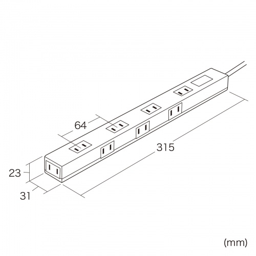 電源タップ（マグネット・2m・8個口・スリム・上下左右差込み・ホワイト）