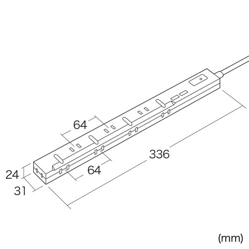スリムタップUSB充電機能付き（2P・8個口・2m）